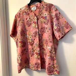 Shimmery mandarin color mauve/ burgundy blouse XL Naturally Yours of Honolulu